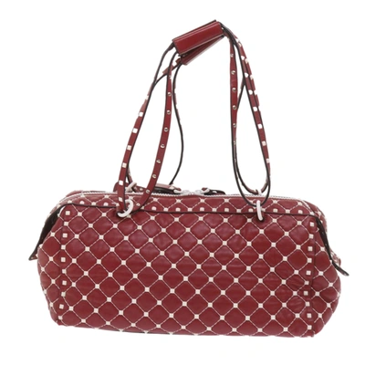 Shop Valentino Garavani Rockstud Red Leather Shoulder Bag ()