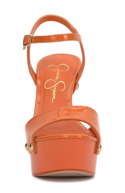 Jessica Simpson Calenta Ankle Strap Platform Sandal In Tangerine