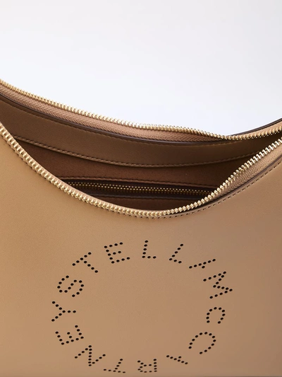 Shop Stella Mccartney Small Logo Shoulder Bag In Beige