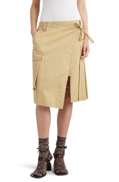 Shop Dries Van Noten Skilt Pleated Cargo Wrap Skirt In Beige