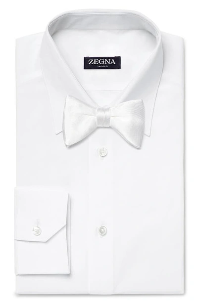 Shop Zegna Ties Silk Bow Tie In White