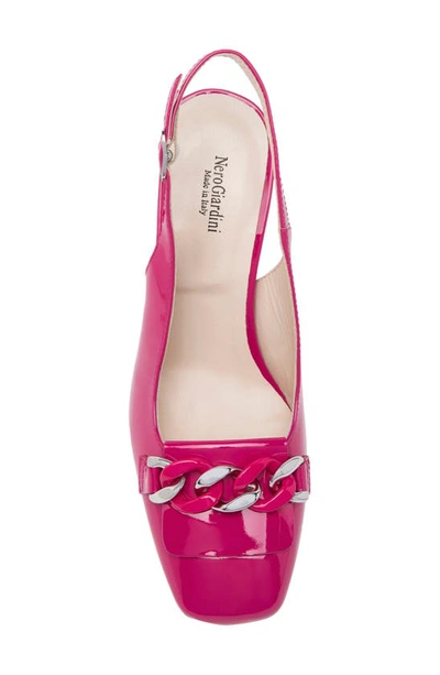 Nerogiardini Patent Chain Slingback Pumps In Pink