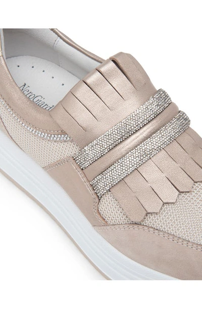 Shop Nerogiardini Kiltie Bling Platform Sneaker In Pink