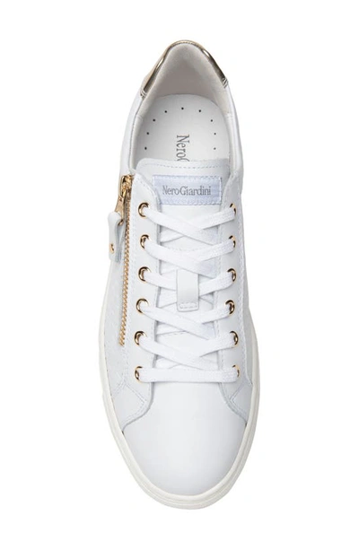 Shop Nerogiardini Basketweave Side Zip Sneaker In White