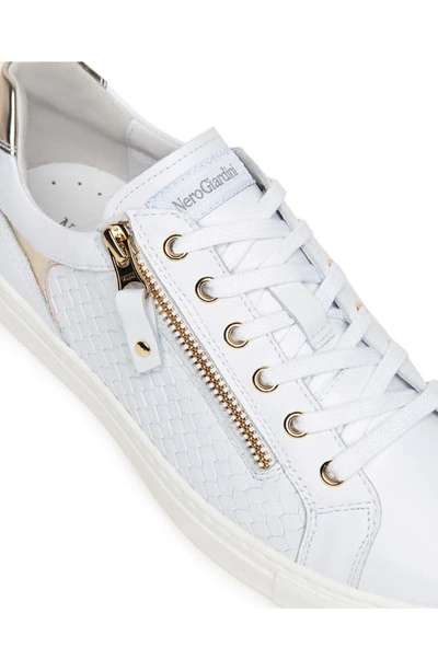 Shop Nerogiardini Basketweave Side Zip Sneaker In White