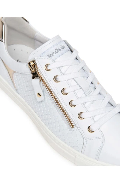 Nerogiardini Basketweave Side Zip Sneaker In White