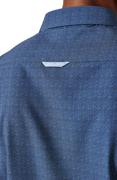 Shop 7 Diamonds Monti Geo Print Short Sleeve Performance Button-up Shirt In Navy
