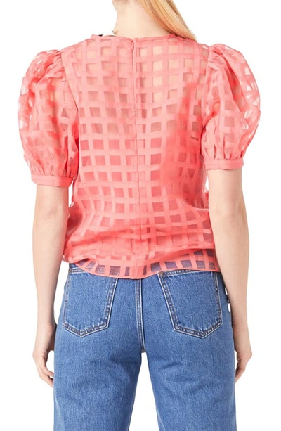 Shop English Factory Windowpane Sheer Top In Coral