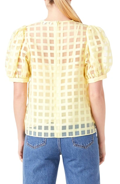 Shop English Factory Windowpane Sheer Top In Light Yellow