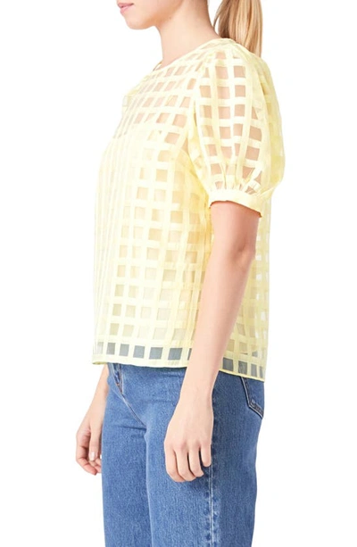 Shop English Factory Windowpane Sheer Top In Light Yellow