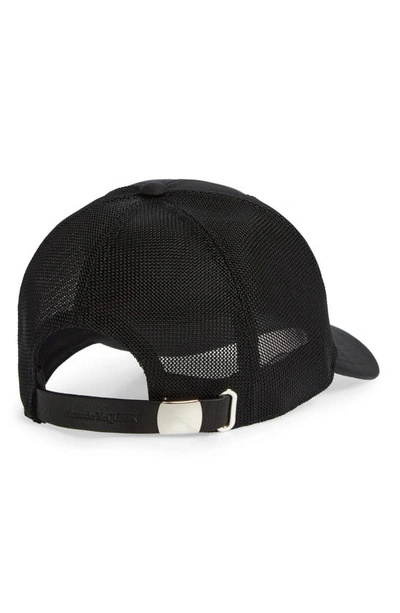 Shop Alexander Mcqueen Warped Logo Trucker Hat In Black/ Black