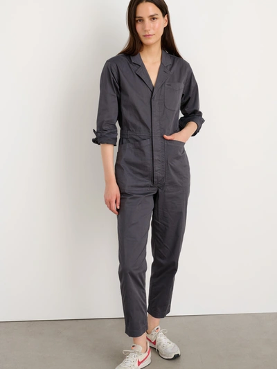 Shop Alex Mill Standard Jumpsuit In Cotton Twill In Iron Grey