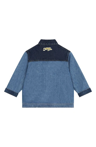 Shop Kenzo Kids' Colorblock Denim Jacket In Bleach
