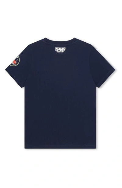 Shop Kenzo Kids' Retro Logo Cotton Graphic T-shirt In Navy