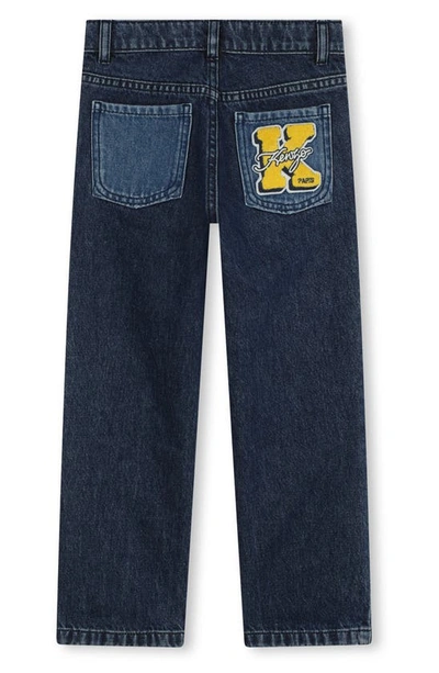Shop Kenzo Kids' Colorblock Straight Leg Jeans In Bleach