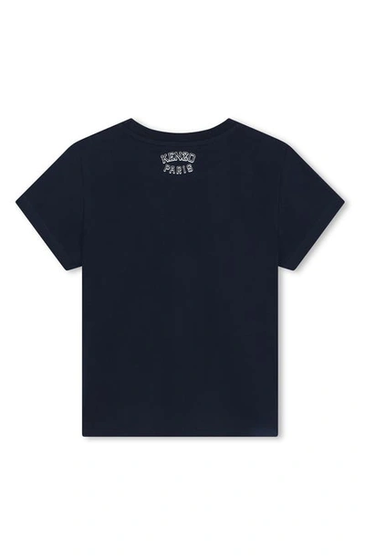 Shop Kenzo Kids' Tiger Logo Cotton Graphic T-shirt In 84a-navy