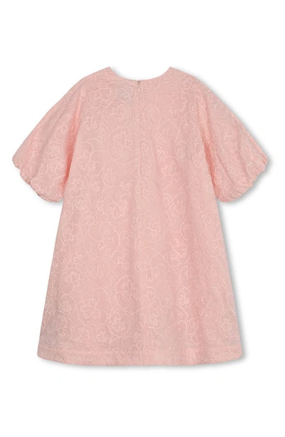 Shop Kenzo Kids' Floral Embroidered Cotton Shift Dress In 46t-veiled Pink