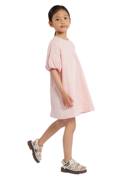 Shop Kenzo Kids' Floral Embroidered Cotton Shift Dress In 46t-veiled Pink