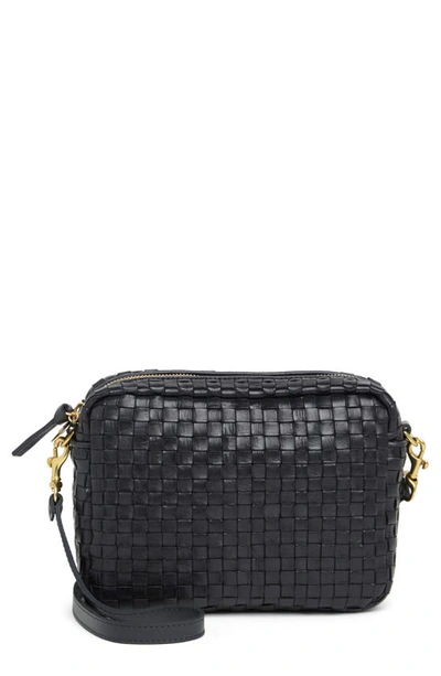 Shop Clare V Midi Sac Woven Leather Crossbody Bag In Twilight Woven Checker