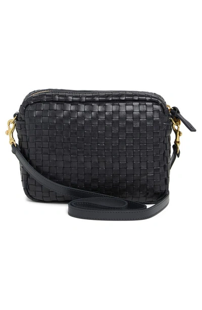 Shop Clare V Midi Sac Woven Leather Crossbody Bag In Twilight Woven Checker