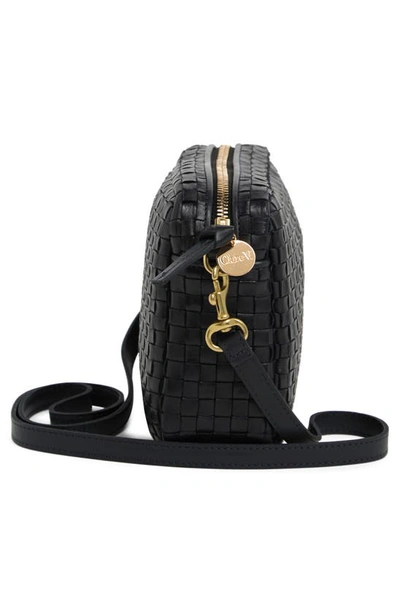 Shop Clare V . Midi Sac Woven Leather Crossbody Bag In Twilight Woven Checker