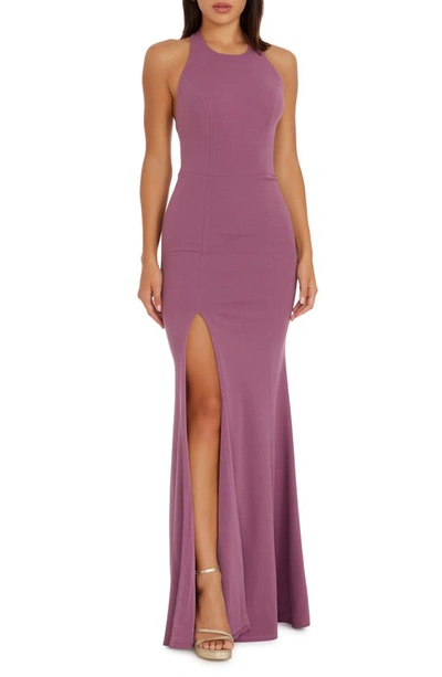 Shop Dress The Population Paige Halter Neck Mermaid Gown In Orchid
