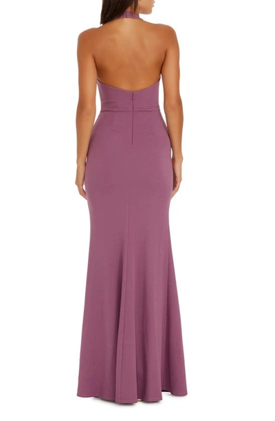 Shop Dress The Population Paige Halter Neck Mermaid Gown In Orchid