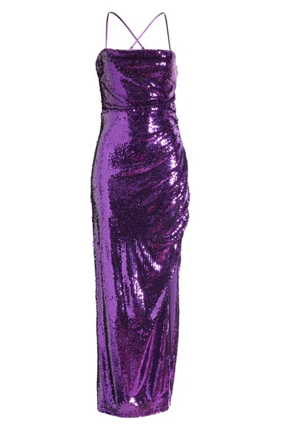 Shop Lulus Keep It Sparkly Sequin Sleeveless Gown In Purple