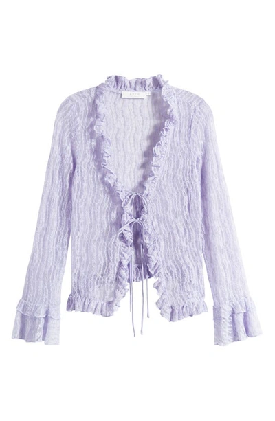 Shop Astr Lace Front Tie Bed Jacket In Lavender