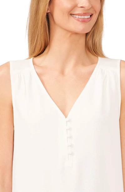 Shop Cece Half Placket Sleeveless Top In New Ivory