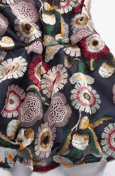 Shop Sam Edelman Helium Floral Embroidered Off The Shoulder Dress In Navy/ Blush Multi