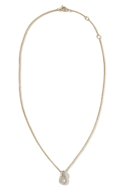 John Hardy 14k Yellow Gold Surf Diamond Link Pendant Necklace, 16-18