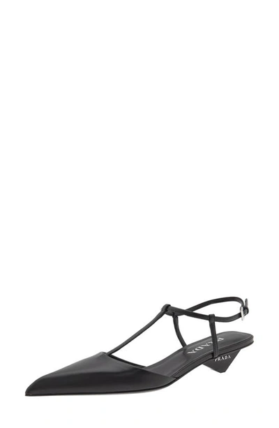 Shop Prada Modellerie Pointed Toe Kitten Heel Pump In Black