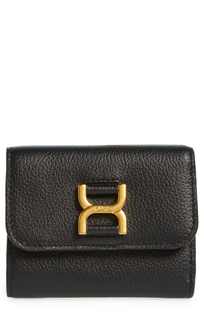 Shop Chloé Marcie Leather Trifold Wallet In Black 001