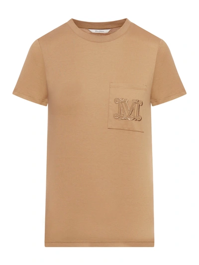 Shop Max Mara Cotton Jersey T-shirt In Nude & Neutrals