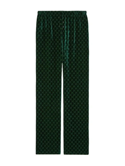 Shop Gucci Gg Velvet Pants In Green