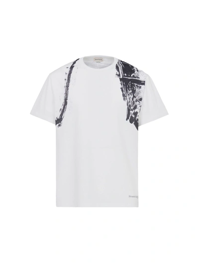 Shop Alexander Mcqueen Men`s Fold Harness T-shirt In White/black
