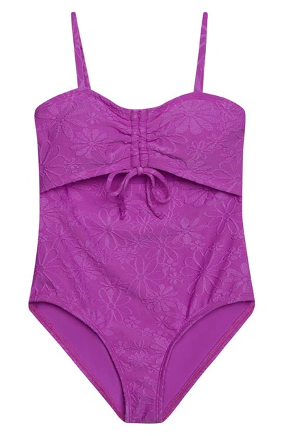 Shop Hobie Kids' Shore Cutout Jacquard One-piece Swimsuit In Violet