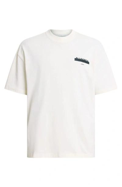 Shop Allsaints Redact Mock Neck Graphic T-shirt In Ashen White