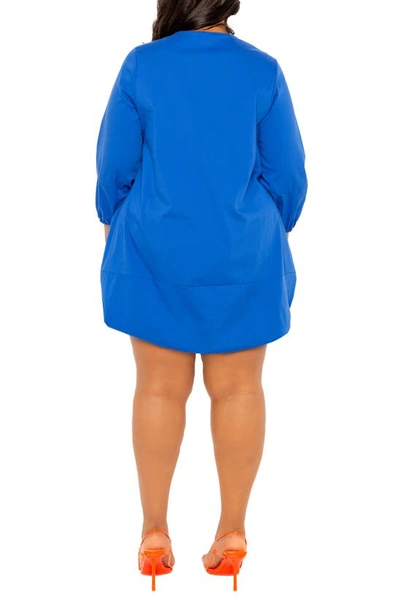 Shop Buxom Couture Bubble Hem Cotton Blend Poplin Dress In Royal Blue