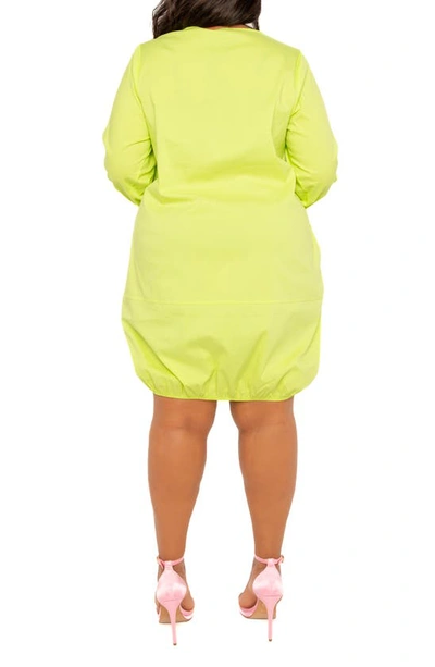 Buxom Couture Bubble Hem Cotton Blend Poplin Dress In Apple Green