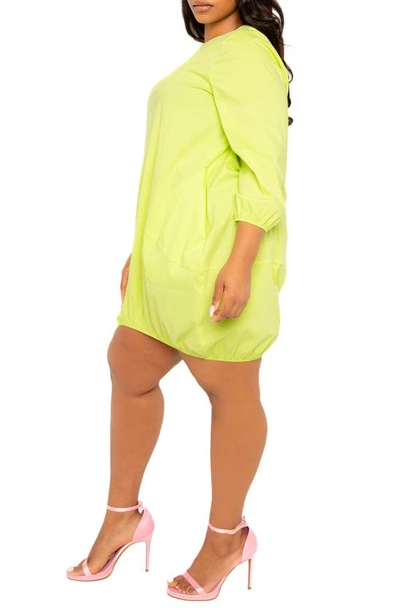 Buxom Couture Bubble Hem Cotton Blend Poplin Dress In Apple Green
