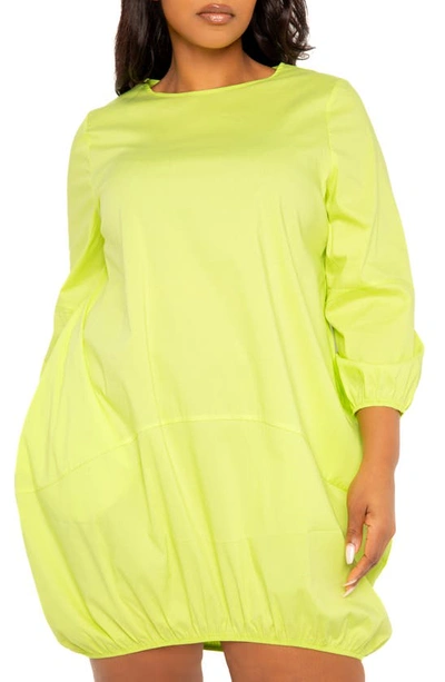 Buxom Couture Bubble Hem Cotton Blend Poplin Dress In Apple Green