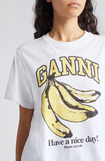 Shop Ganni Basic Banana Organic Cotton Graphic T-shirt In Bright White