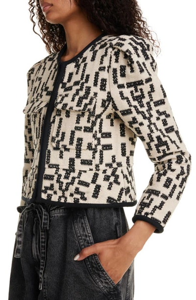 Shop Isabel Marant Étoile Deliona Three-quarter Sleeve Knit Jacket In Black