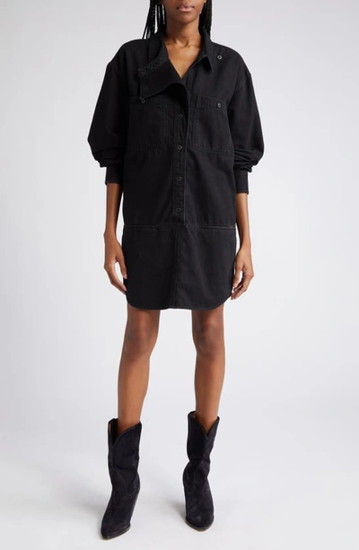Shop Isabel Marant Étoile Ilaya Long Sleeve Shirtdress In Black