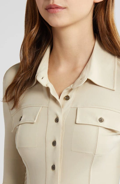 Shop Frame Jersey Button-up Shirt In Parchment