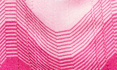 Shop Ming Wang Scalloped Chevron Print Pointelle Knit Tunic In Carmine Rose Multi