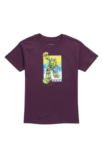Shop Vans Kids' Robot Cotton Graphic T-shirt In Blackberry Wine