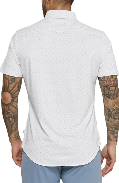 Shop 7 Diamonds Alfie Dot Print Short Sleeve Performance Button-up Shirt In White